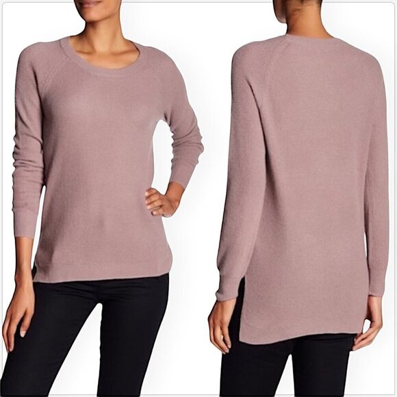 Madewell Alpaca Blend Waffle Textured Knit Pullover High Low Hem Sweater Top L - Picture 1 of 5